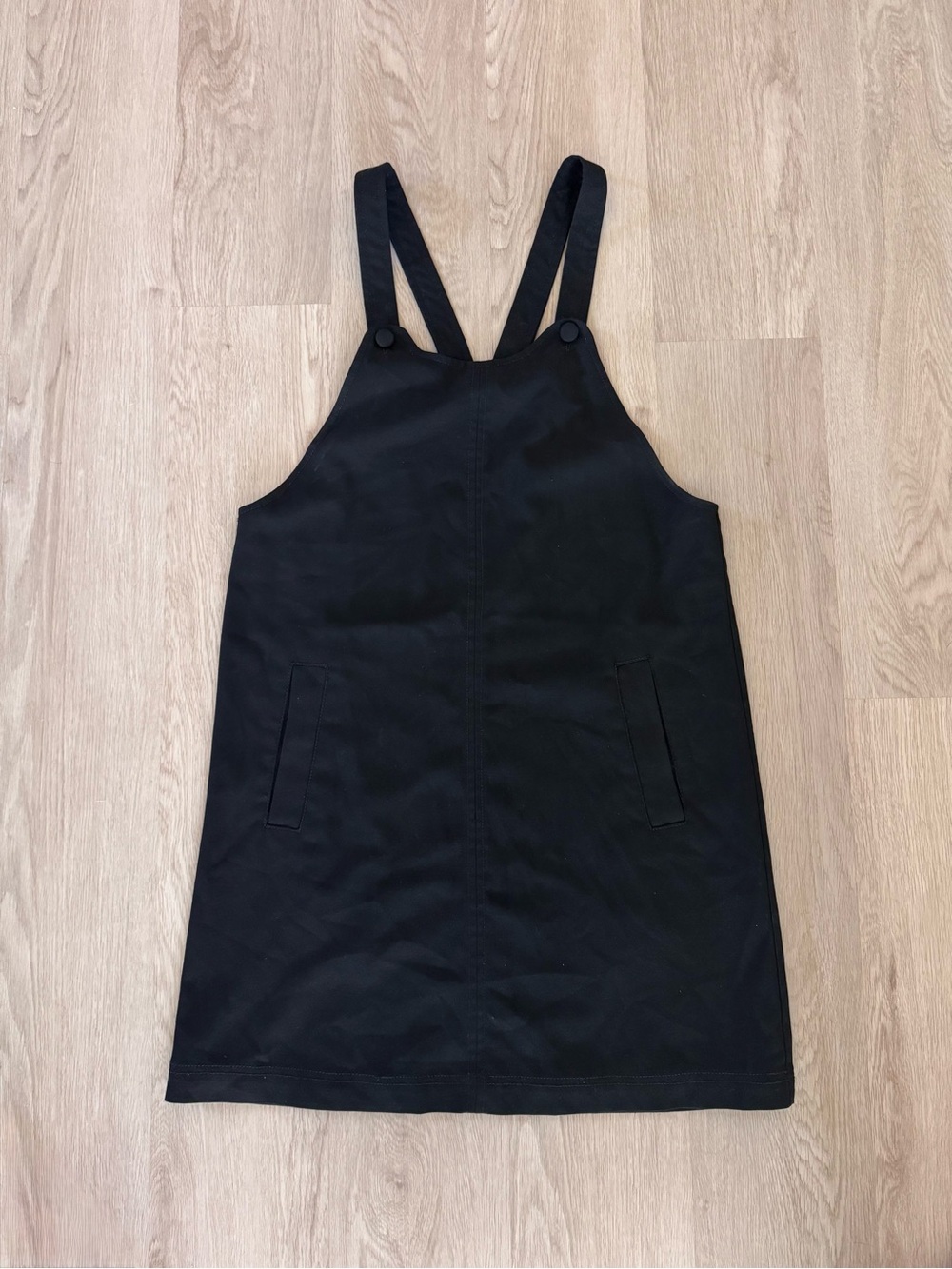 Frank and Oak Black Pinafore Dress with Button Straps